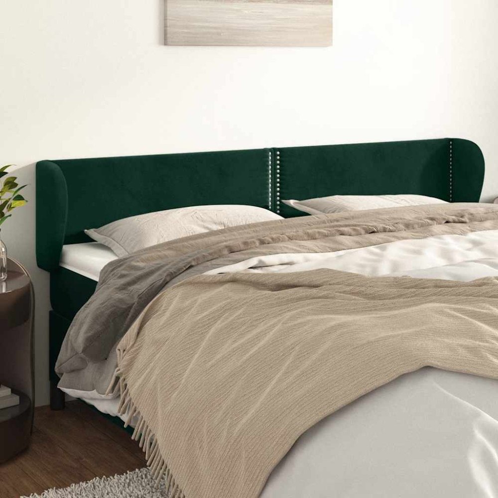 vidaXL Sänggavel med kanter mörkgrön 203x23x78/88 cm sammet
