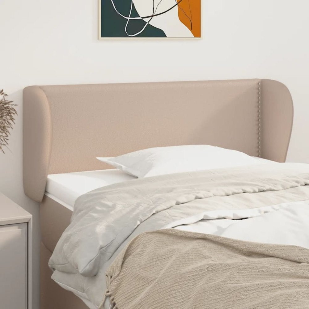 vidaXL Sänggavel med kanter cappuccino 93x23x78/88 cm konstläder