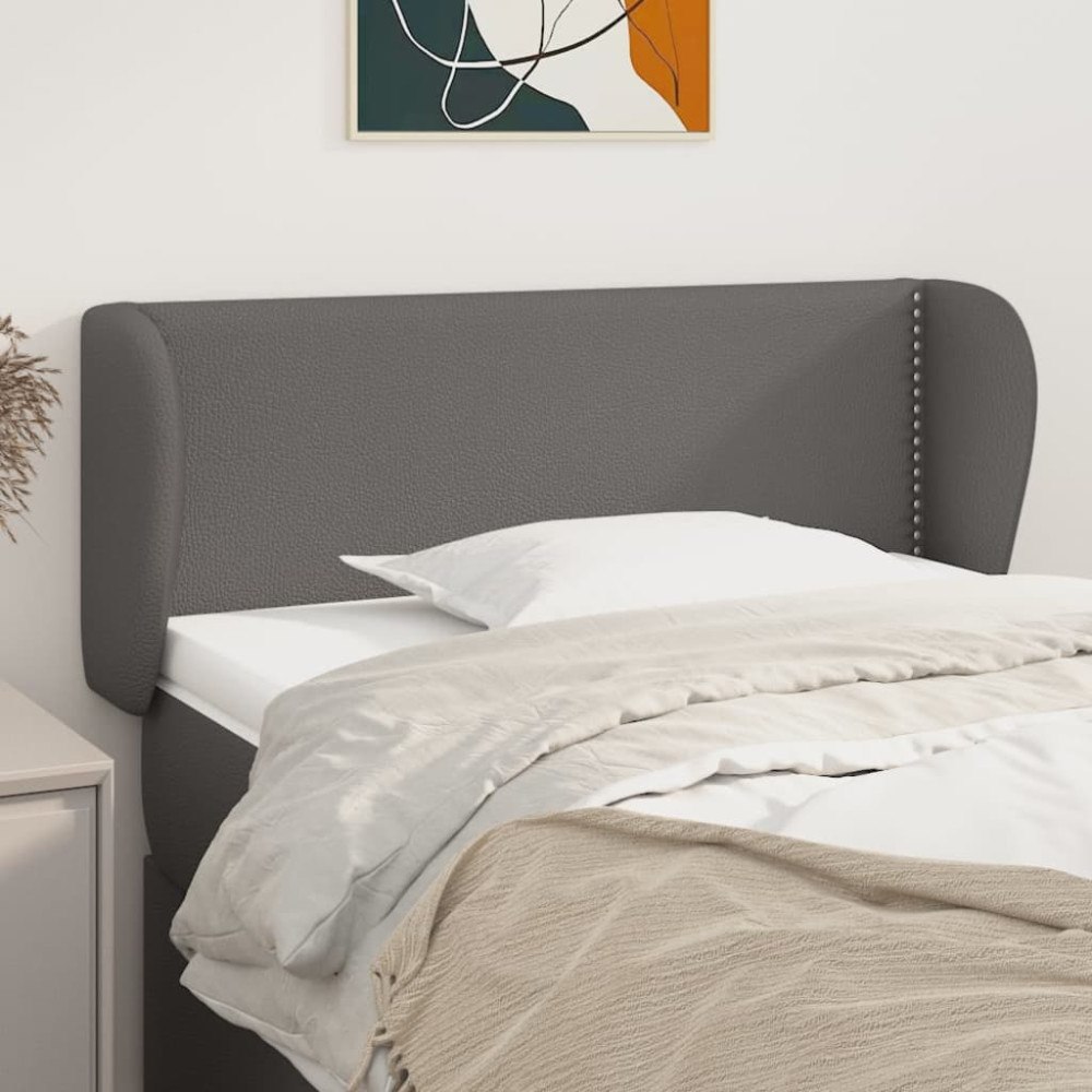 vidaXL Sänggavel med kanter grå 103x23x78/88 cm konstläder