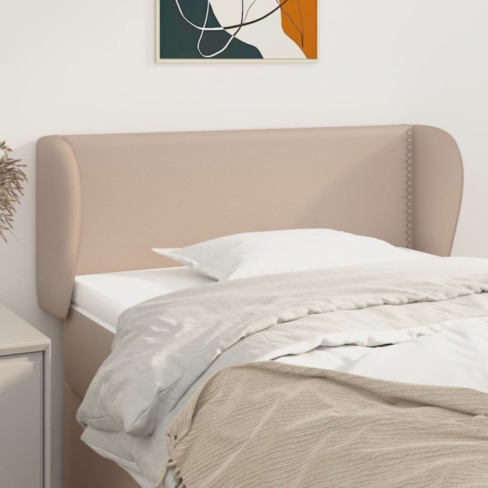 vidaXL Sänggavel med kanter cappuccino 103x23x78/88 cm konstläder