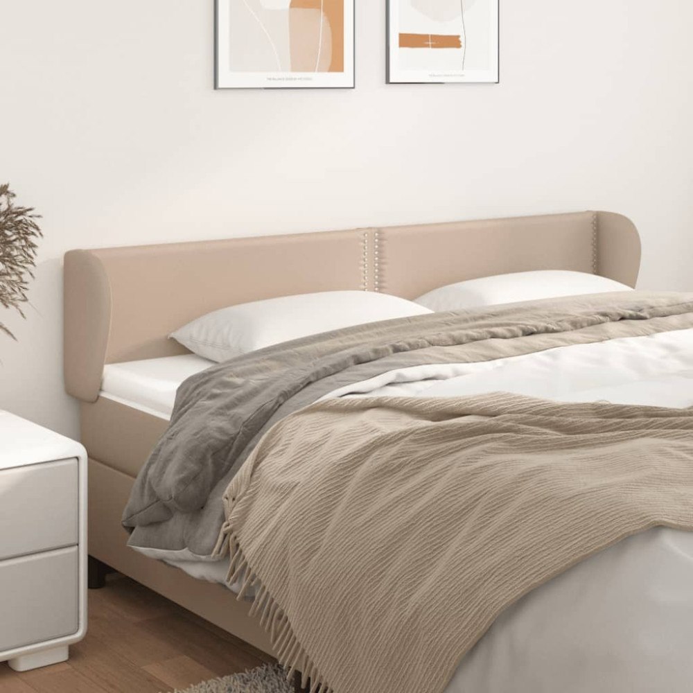 vidaXL Sänggavel med kanter cappuccino 203x23x78/88 cm konstläder