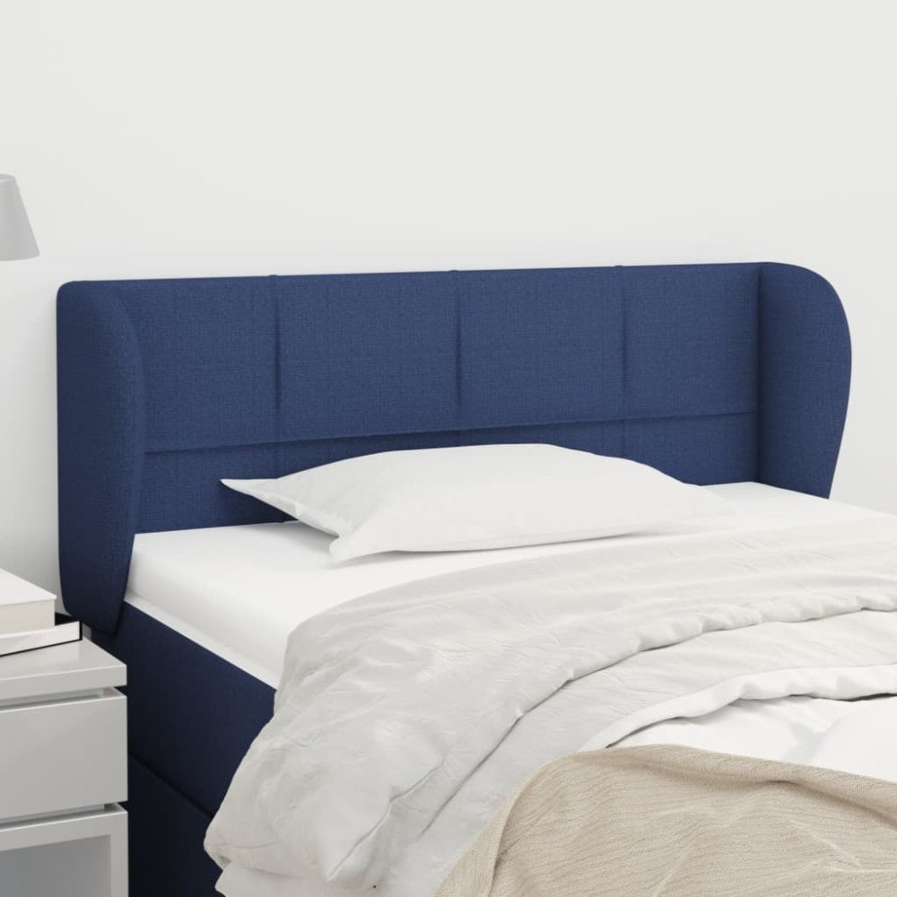 vidaXL Sänggavel med kanter blå 103x23x78/88 cm tyg