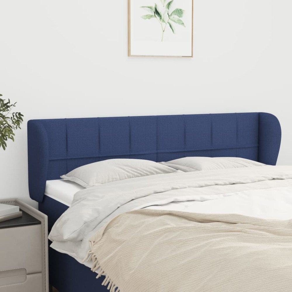 vidaXL Sänggavel med kanter blå 147x23x78/88 cm tyg