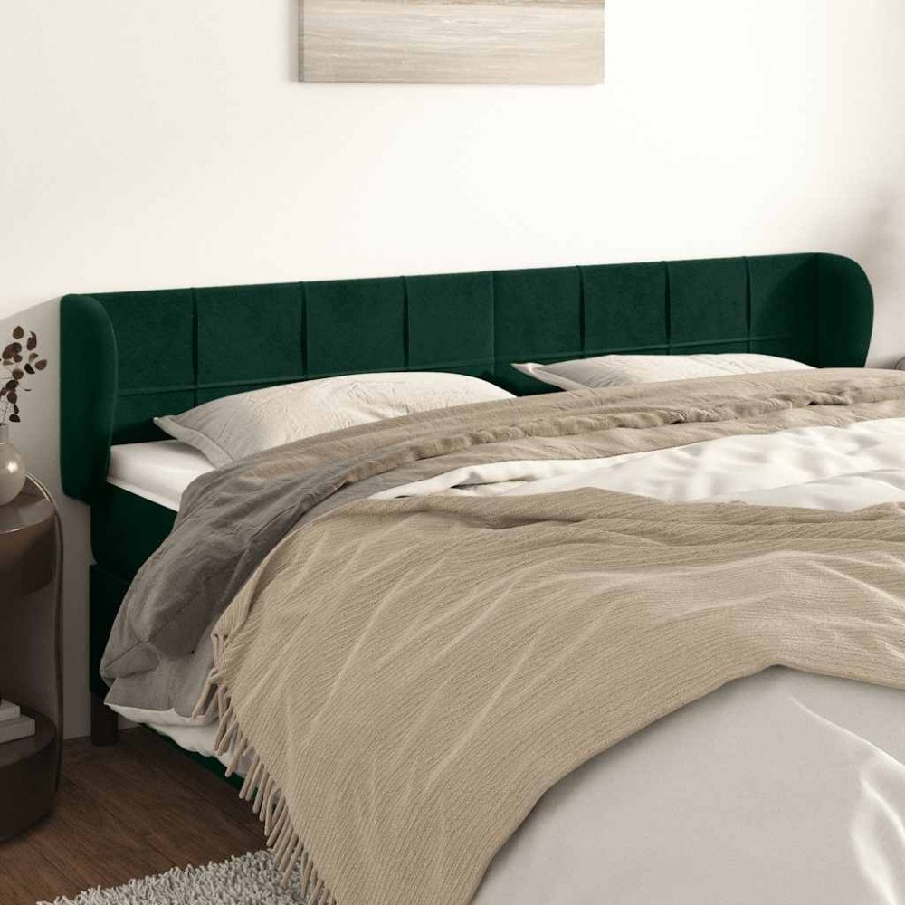 vidaXL Sänggavel med kanter mörkgrön 183x23x78/88 cm sammet