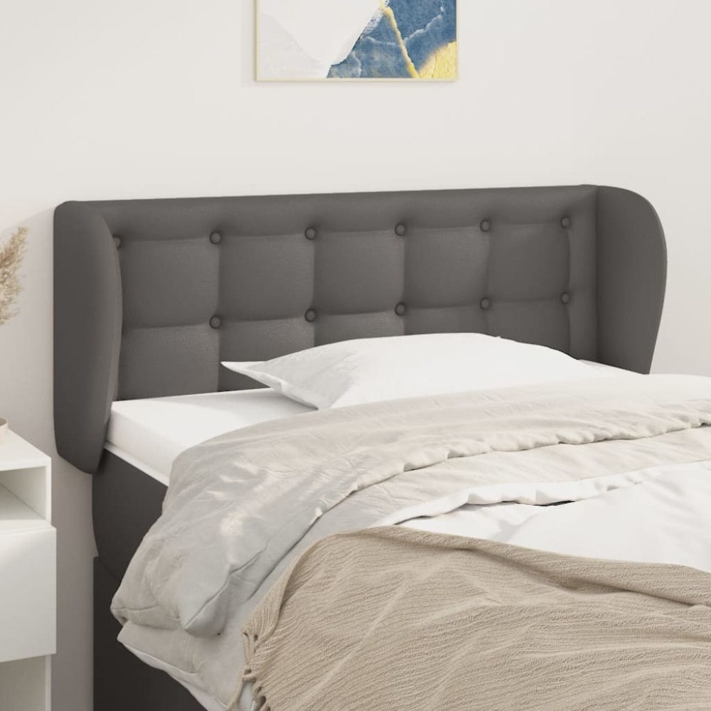 vidaXL Sänggavel med kanter grå 93x23x78/88 cm konstläder