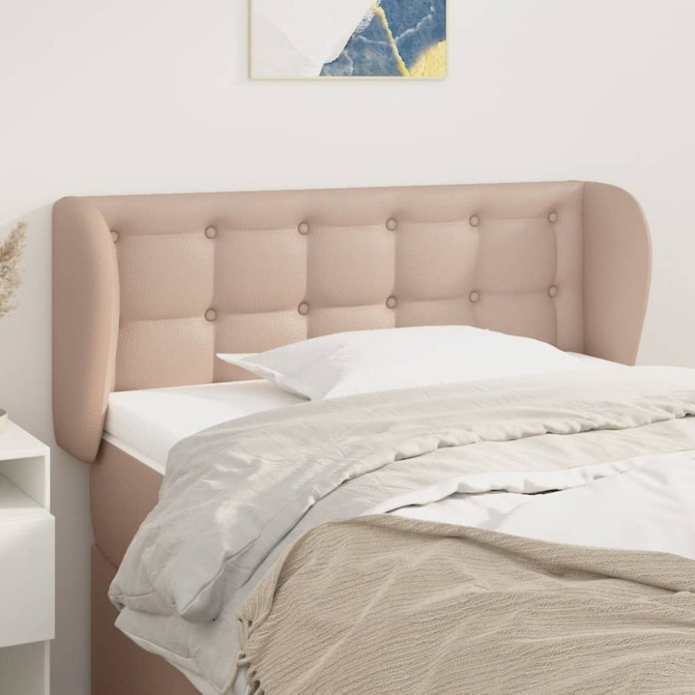 vidaXL Sänggavel med kanter cappuccino 103x23x78/88 cm konstläder