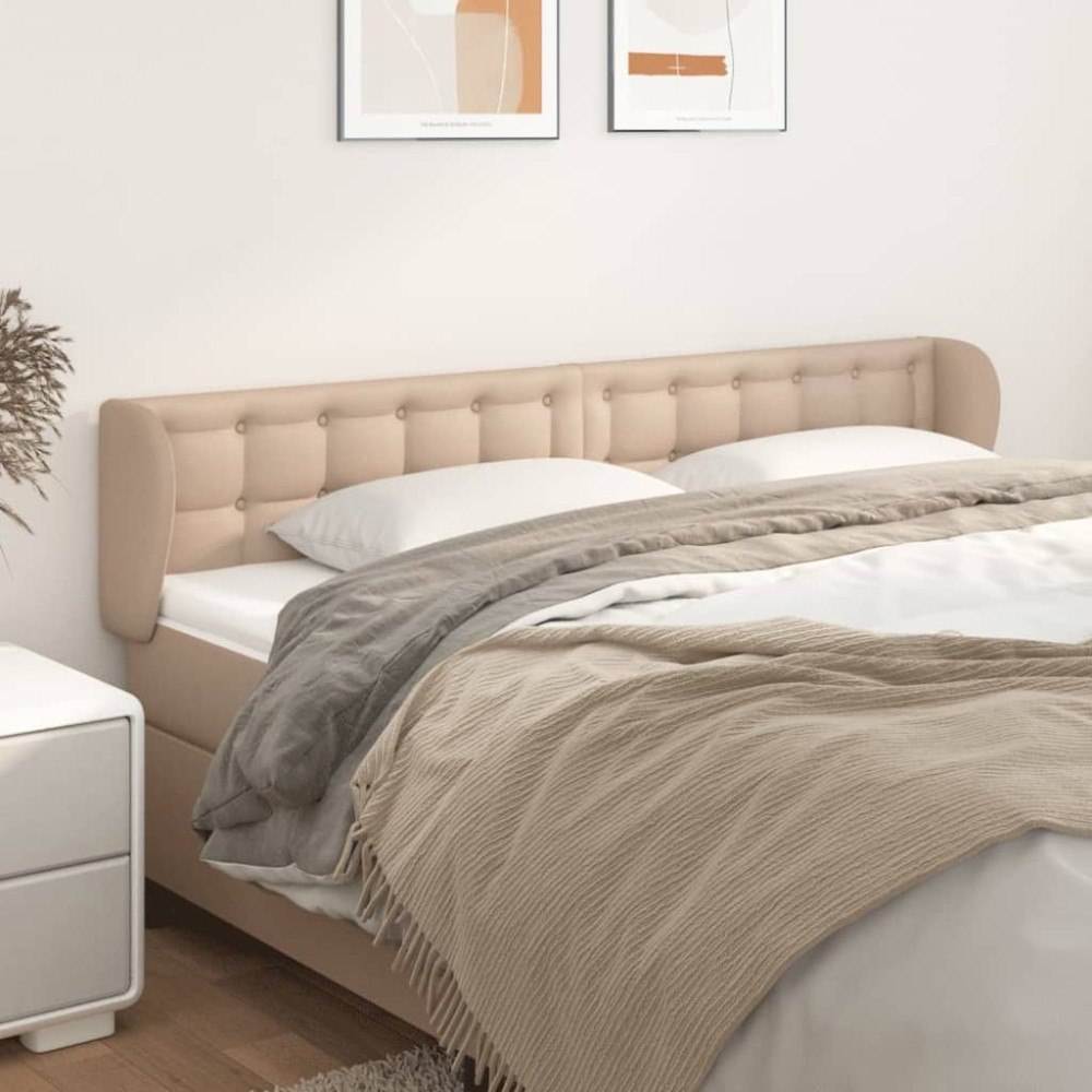 vidaXL Sänggavel med kanter cappuccino 203x23x78/88 cm konstläder