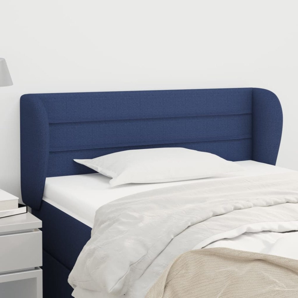 vidaXL Sänggavel med kanter blå 93x23x78/88 cm tyg