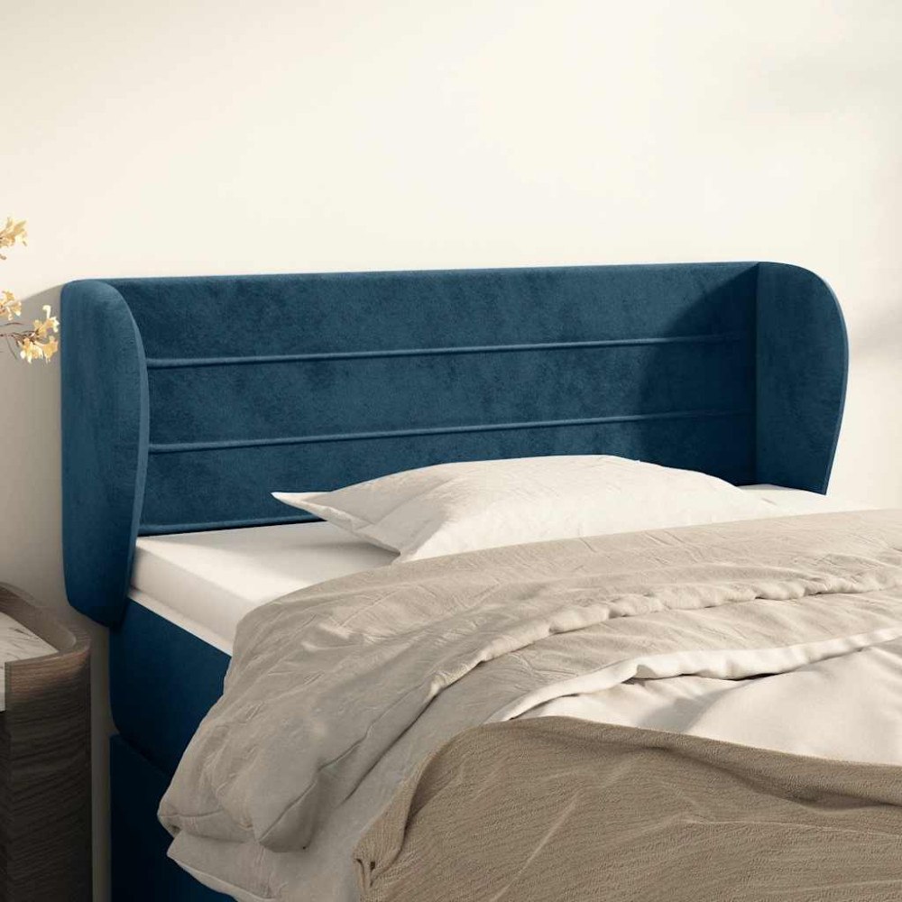 vidaXL Sänggavel med kanter mörkblå 83x23x78/88 cm sammet