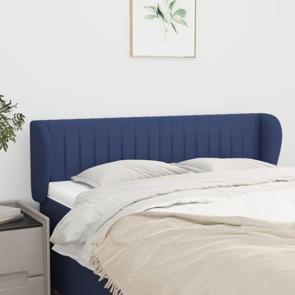 vidaXL Sänggavel med kanter blå 147x23x78/88 cm tyg