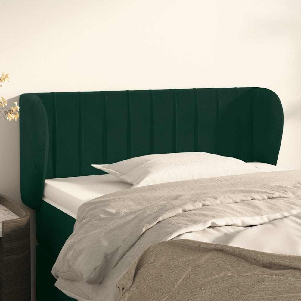 vidaXL Sänggavel med kanter mörkgrön 103x23x78/88 cm sammet
