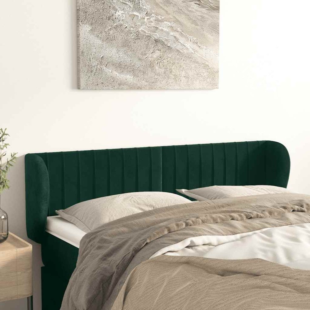 vidaXL Sänggavel med kanter mörkgrön 147x23x78/88 cm sammet