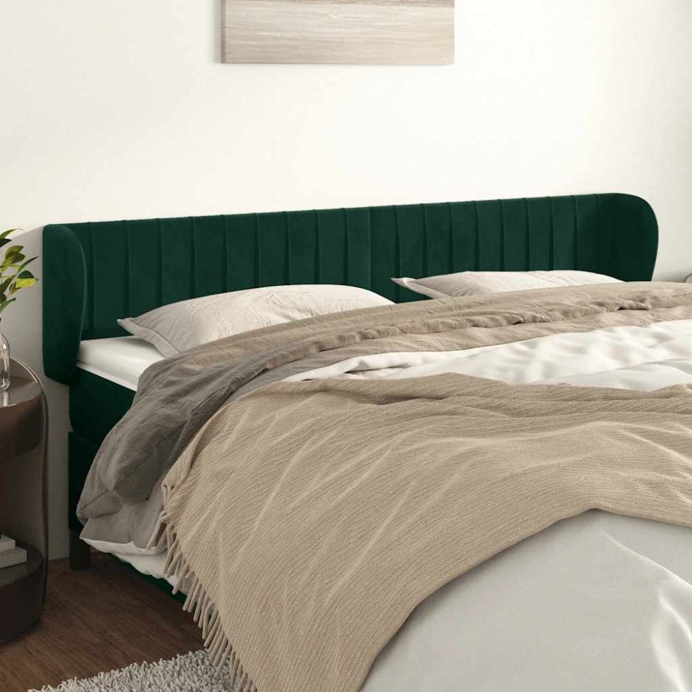 vidaXL Sänggavel med kanter mörkgrön 163x23x78/88 cm sammet