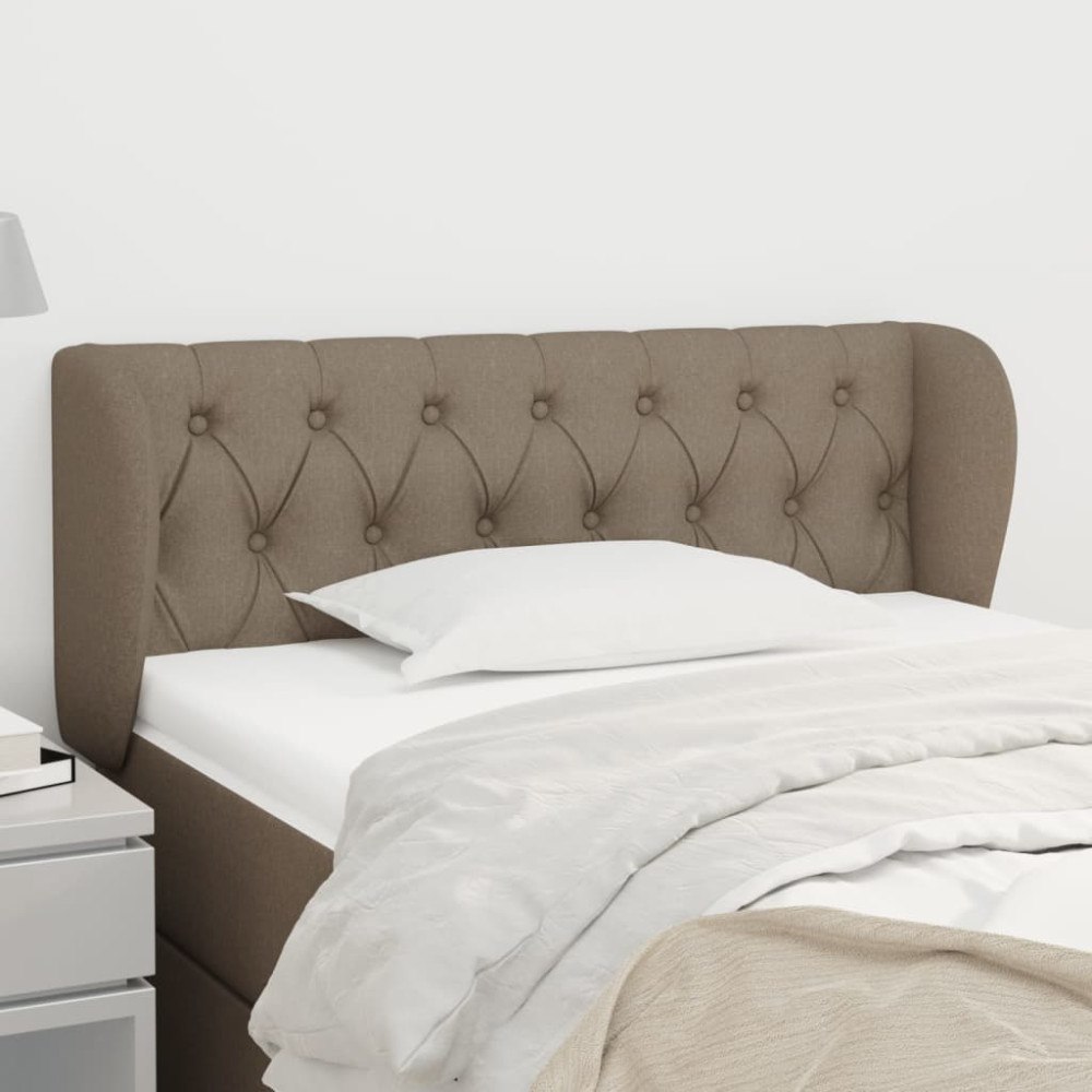 vidaXL Sänggavel med kanter taupe 103x23x78/88 cm tyg
