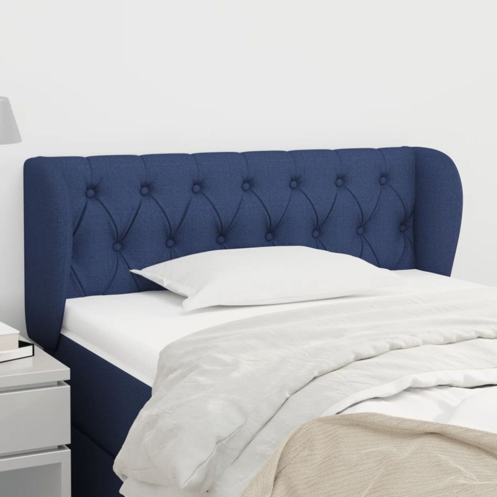 vidaXL Sänggavel med kanter blå 103x23x78/88 cm tyg