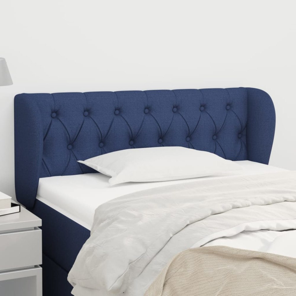 vidaXL Sänggavel med kanter blå 103x23x78/88 cm tyg
