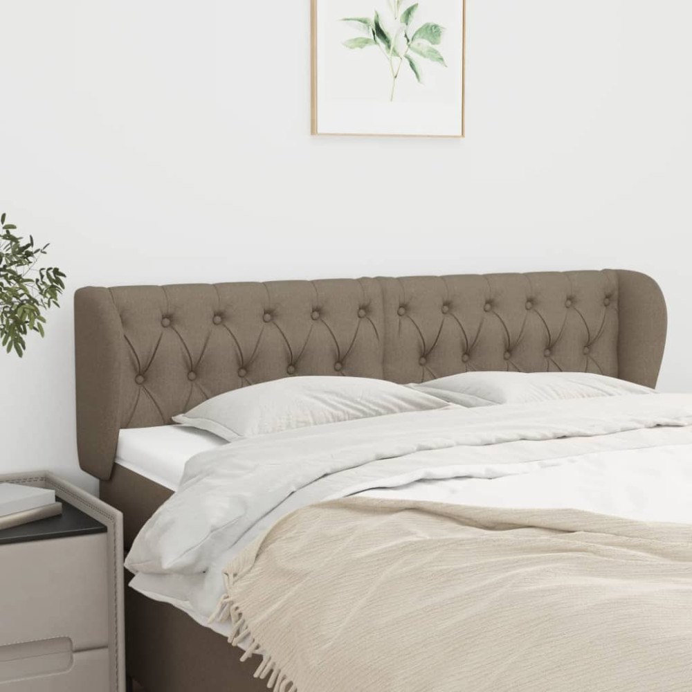 vidaXL Sänggavel med kanter taupe 163x23x78/88 cm tyg
