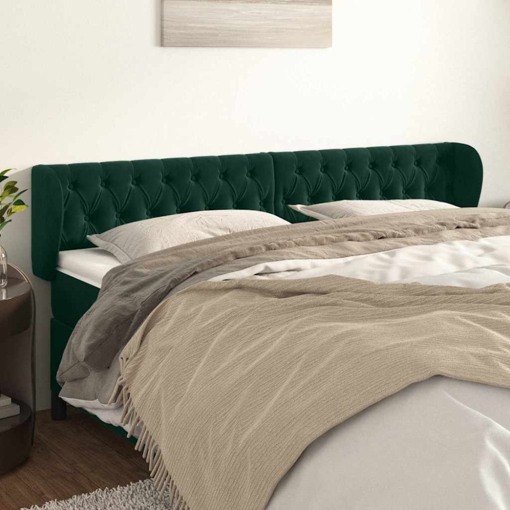 vidaXL Sänggavel med kanter mörkgrön 183x23x78/88 cm sammet
