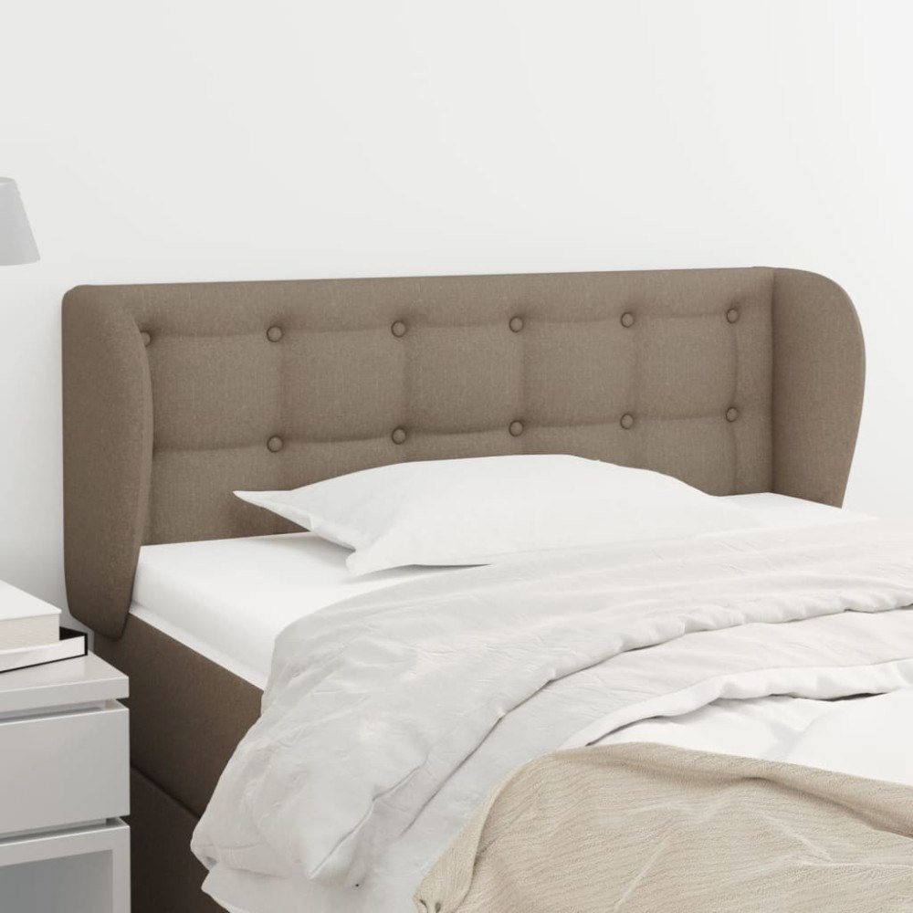 vidaXL Sänggavel med kanter taupe 103x23x78/88 cm tyg