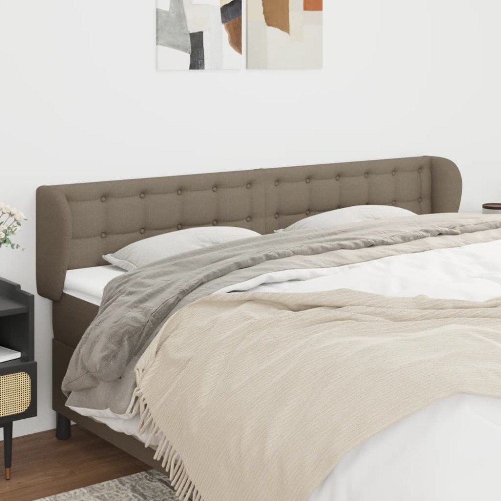 vidaXL Sänggavel med kanter taupe 183x23x78/88 cm tyg