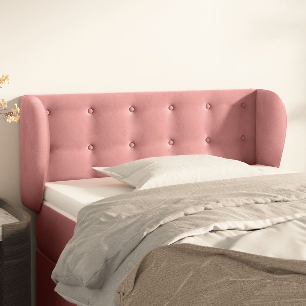 vidaXL Sänggavel med kanter rosa 93x23x78/88 cm sammet