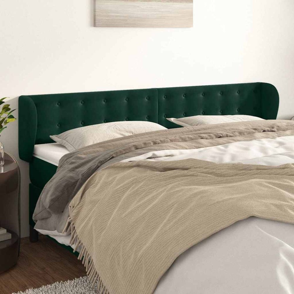 vidaXL Sänggavel med kanter mörkgrön 203x23x78/88 cm sammet
