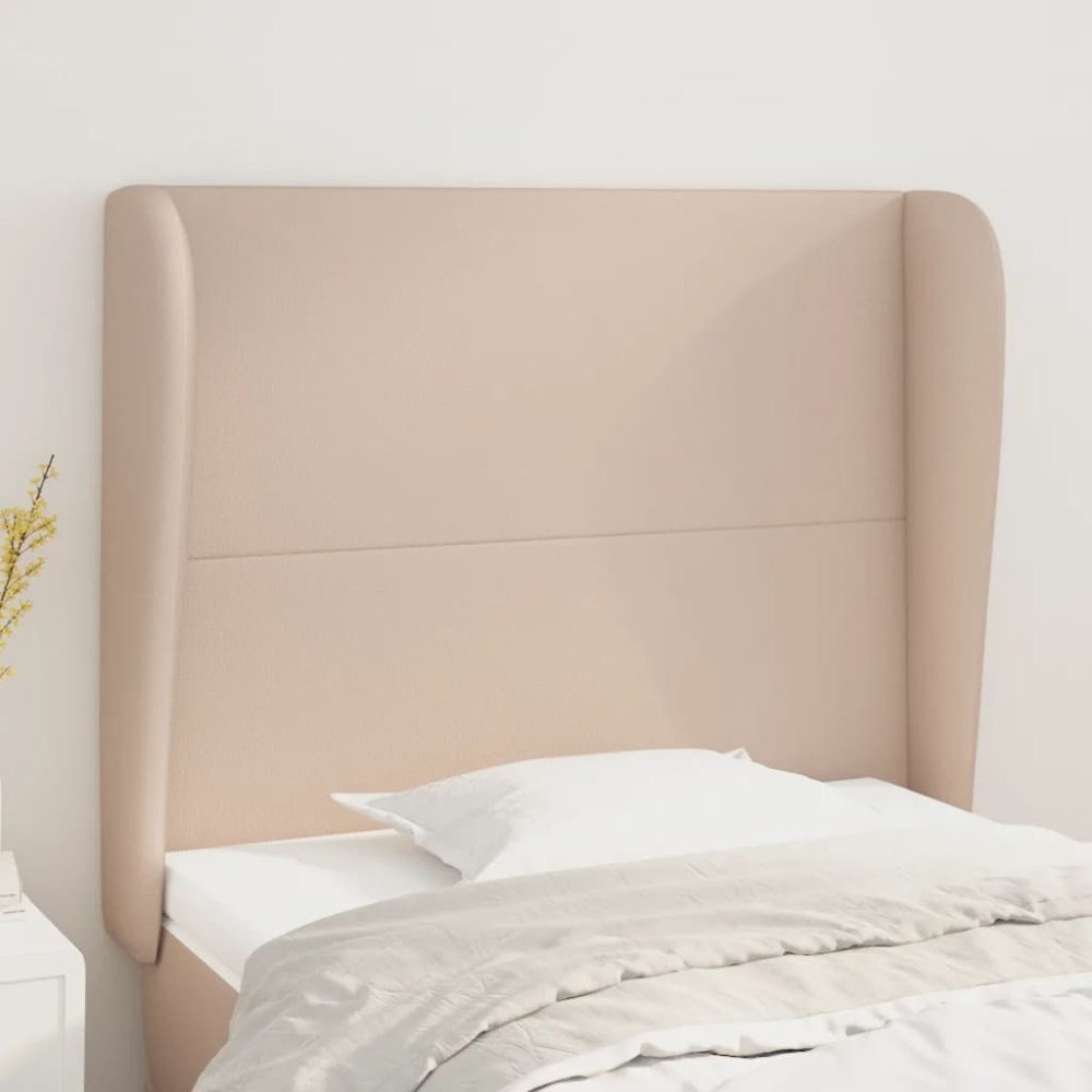 vidaXL Sänggavel med kanter cappuccino 103x23x118/128 cm konstläder