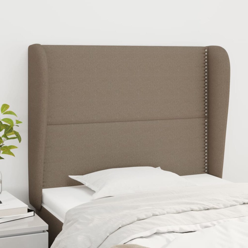 vidaXL Sänggavel med kanter taupe 83x23x118/128 cm tyg