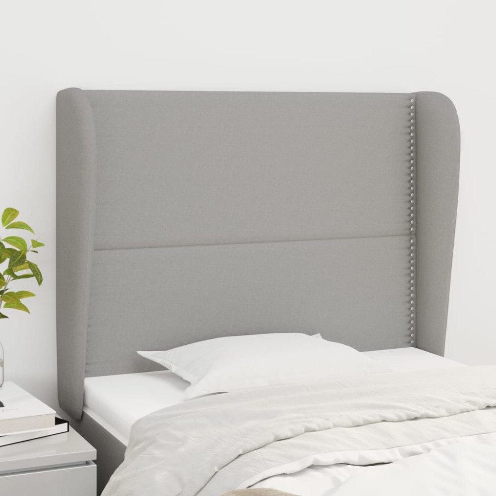 vidaXL Sänggavel med kanter ljusgrå 93x23x118/128 cm tyg