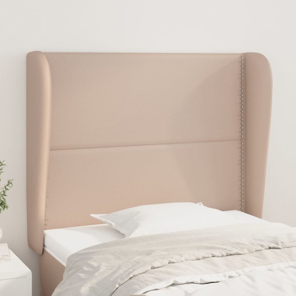 vidaXL Sänggavel med kanter cappuccino 93x23x118/128 cm konstläder