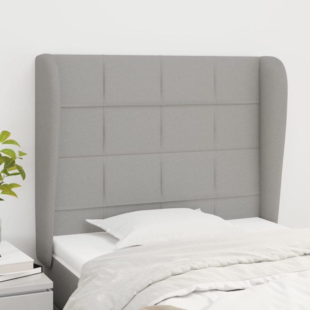 vidaXL Sänggavel med kanter ljusgrå 93x23x118/128 cm tyg