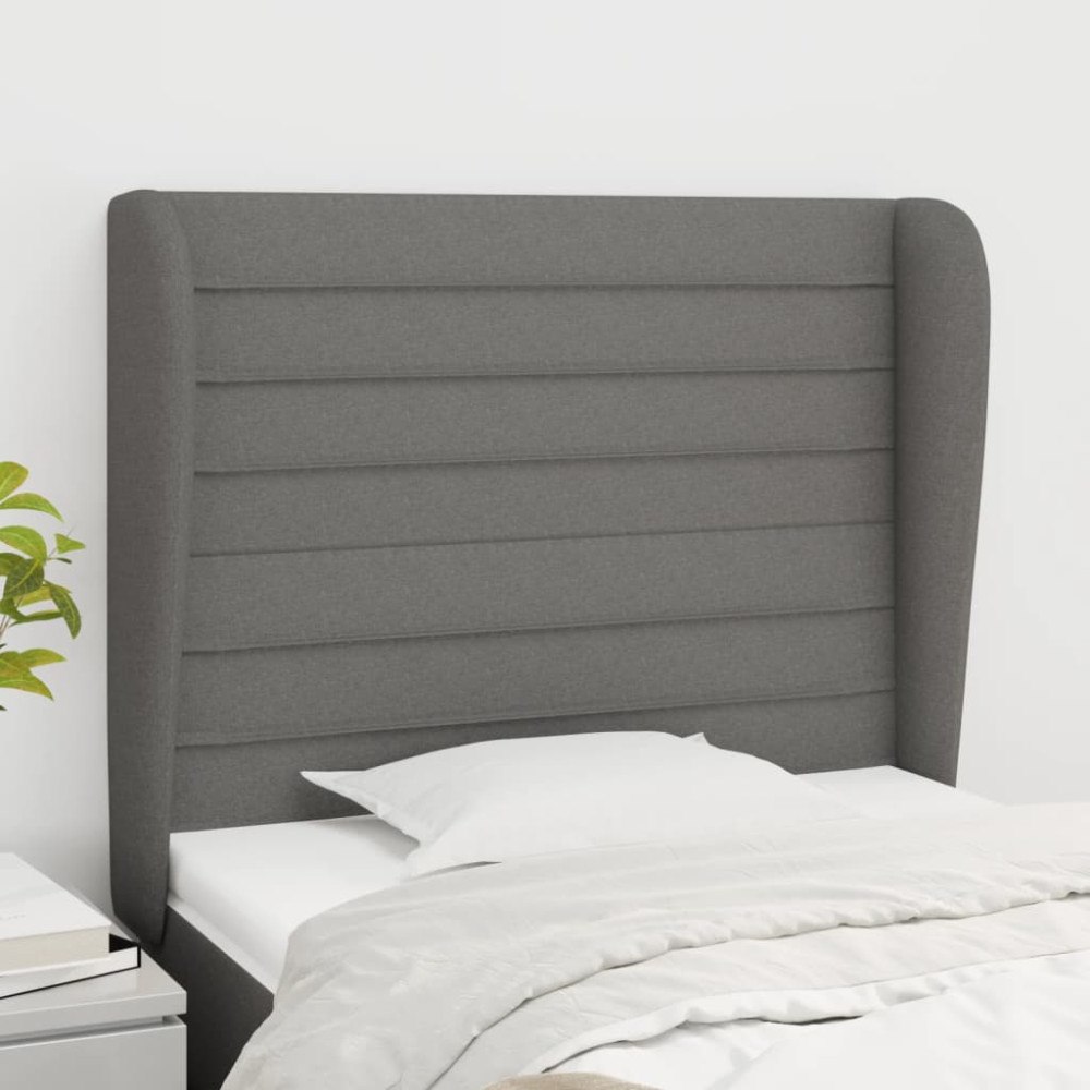 vidaXL Sänggavel med kanter mörkgrå 83x23x118/128 cm tyg