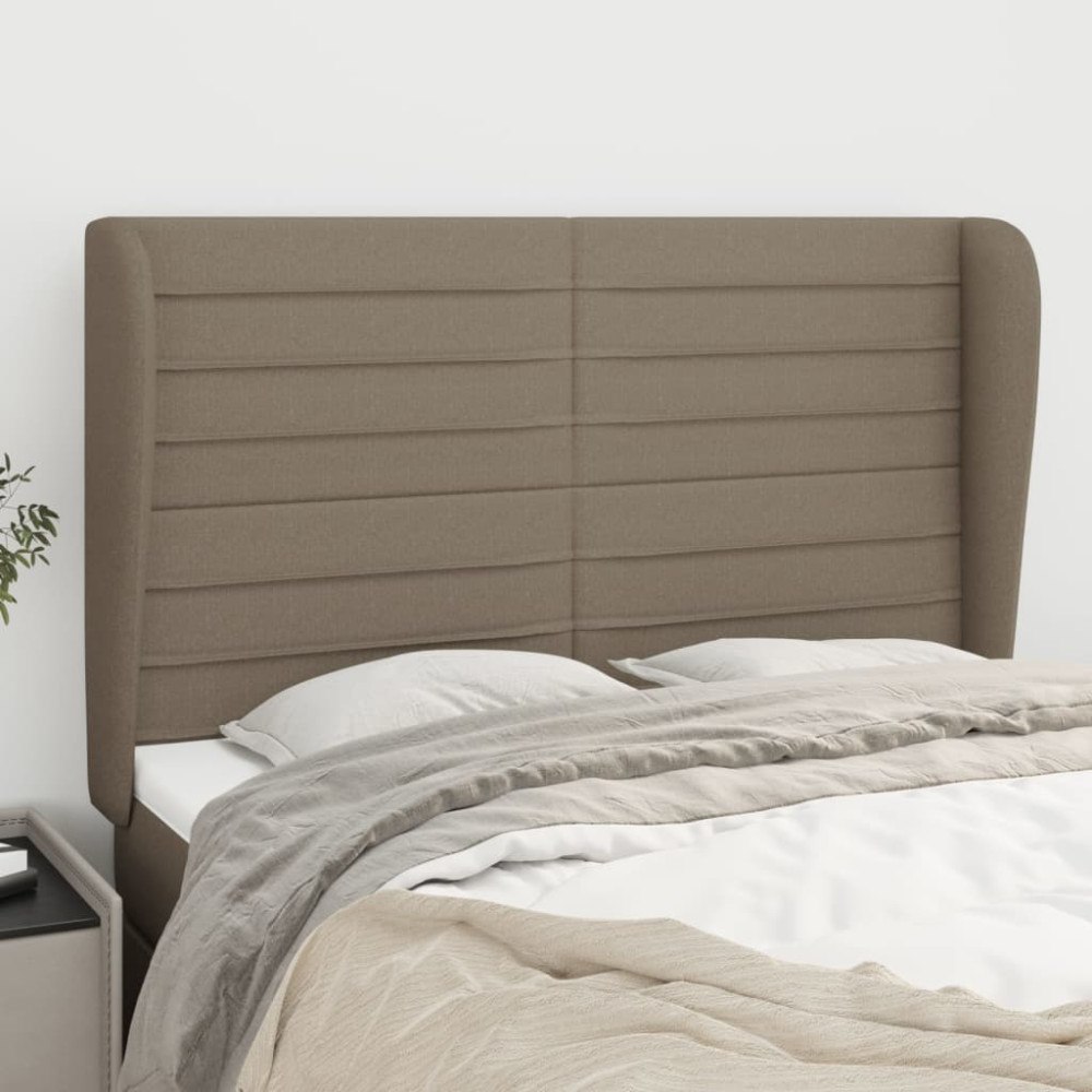 vidaXL Sänggavel med kanter taupe 147x23x118/128 cm tyg