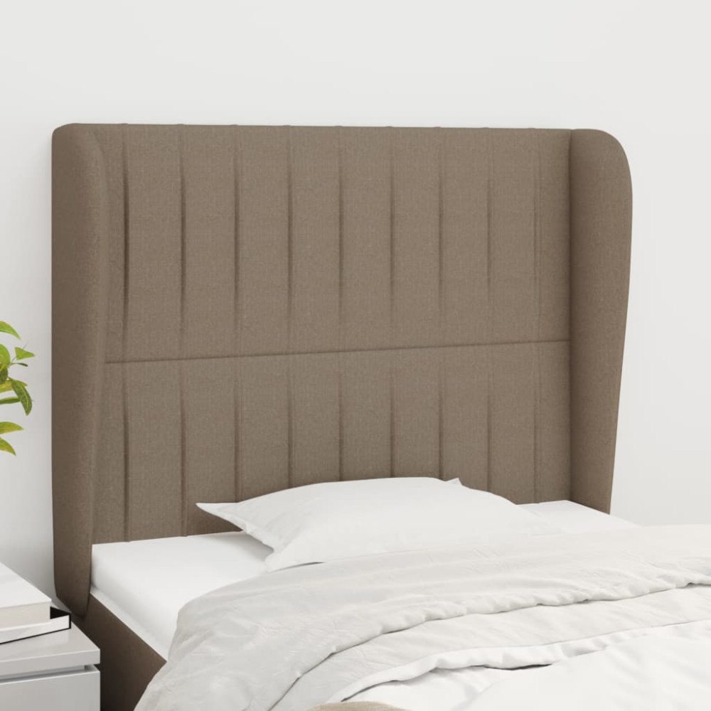 vidaXL Sänggavel med kanter taupe 93x23x118/128 cm tyg