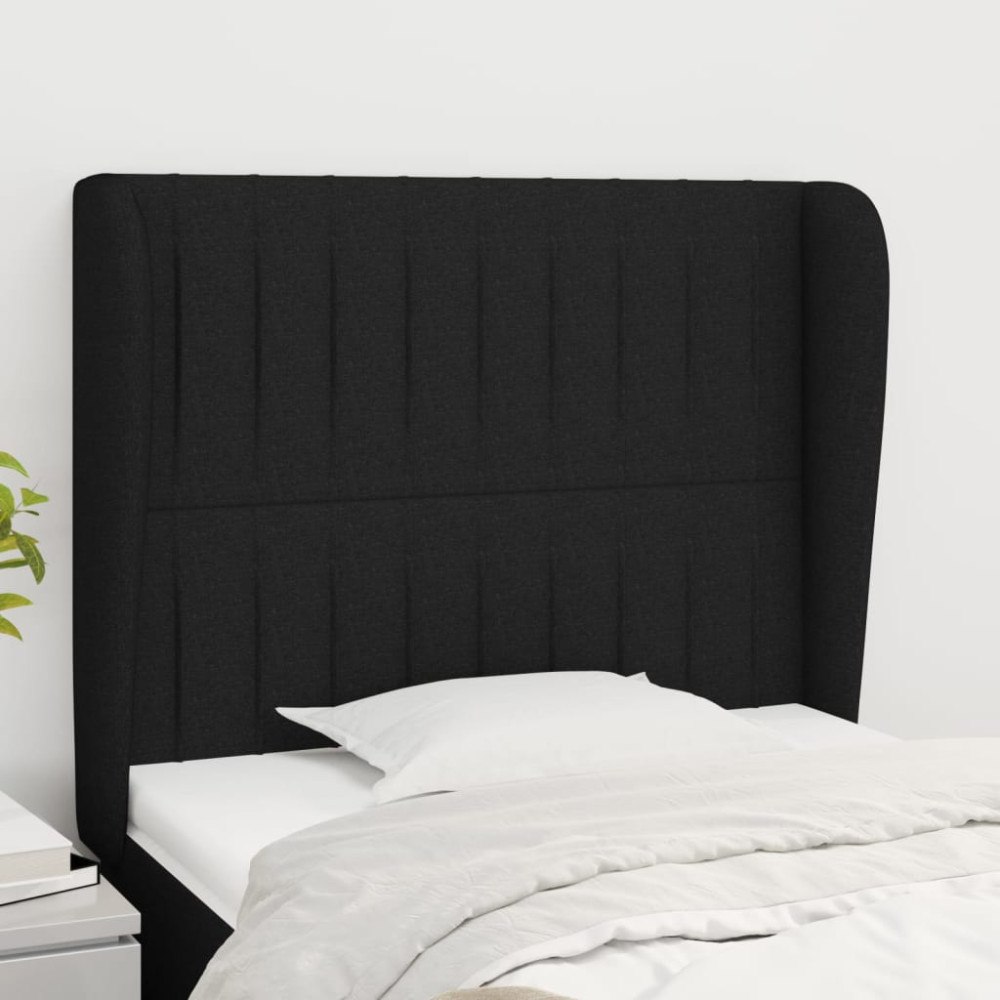 vidaXL Sänggavel med kanter svart 103x23x118/128 cm tyg