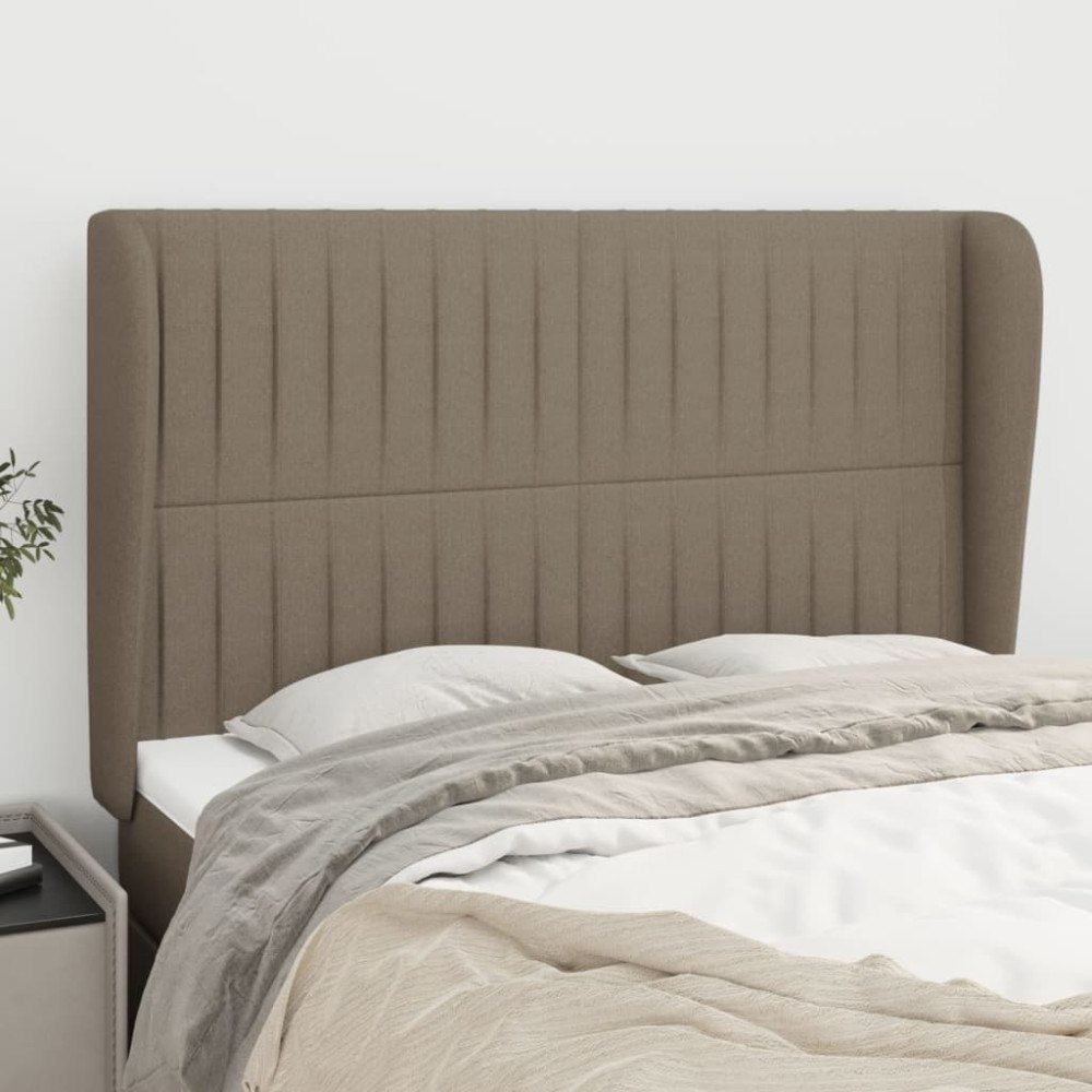 vidaXL Sänggavel med kanter taupe 147x23x118/128 cm tyg
