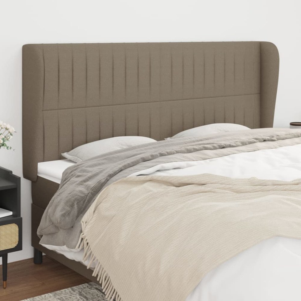 vidaXL Sänggavel med kanter taupe 163x23x118/128 cm tyg