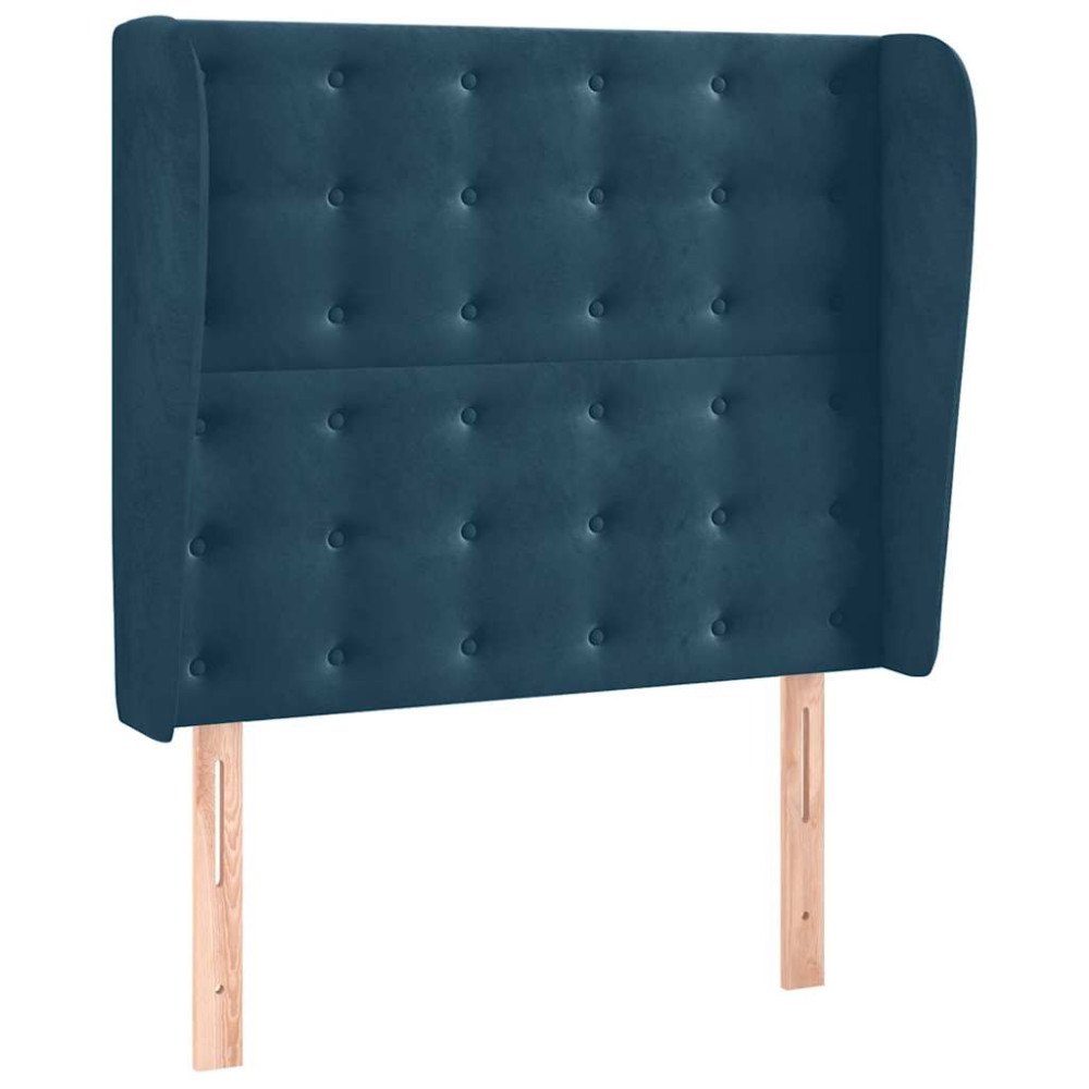 vidaXL Sänggavel med kanter mörkblå 103x23x118/128 cm sammet