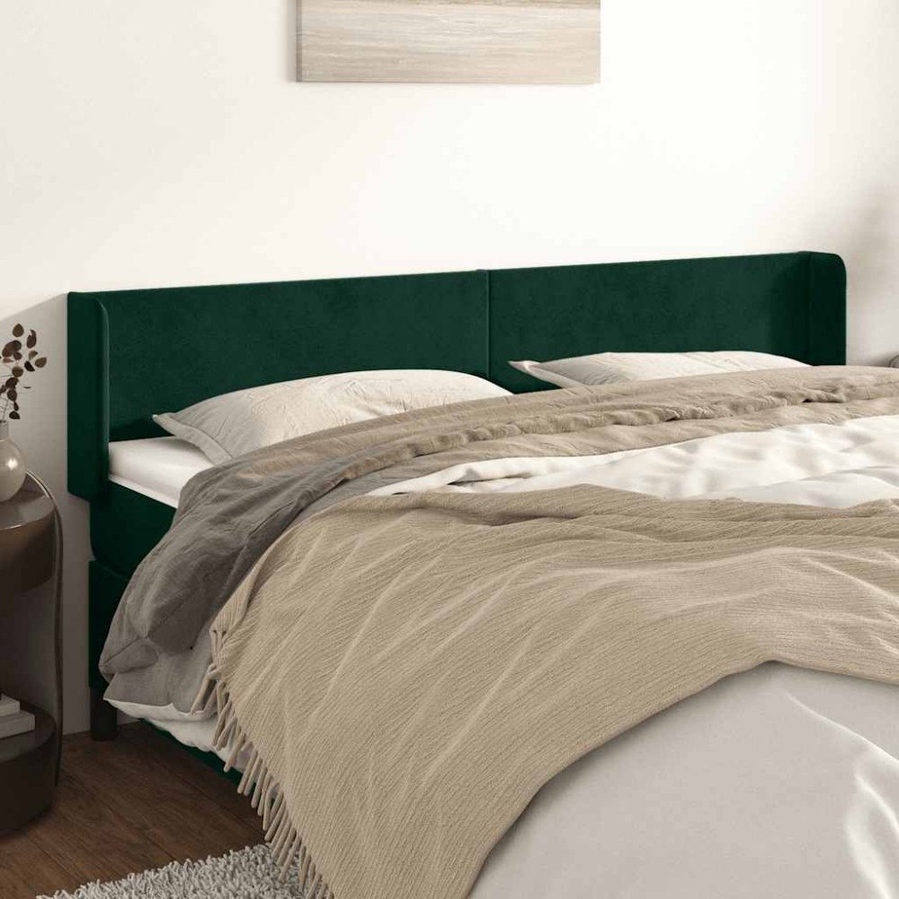 vidaXL Sänggavel med kanter mörkgrön 183x16x78/88 cm sammet