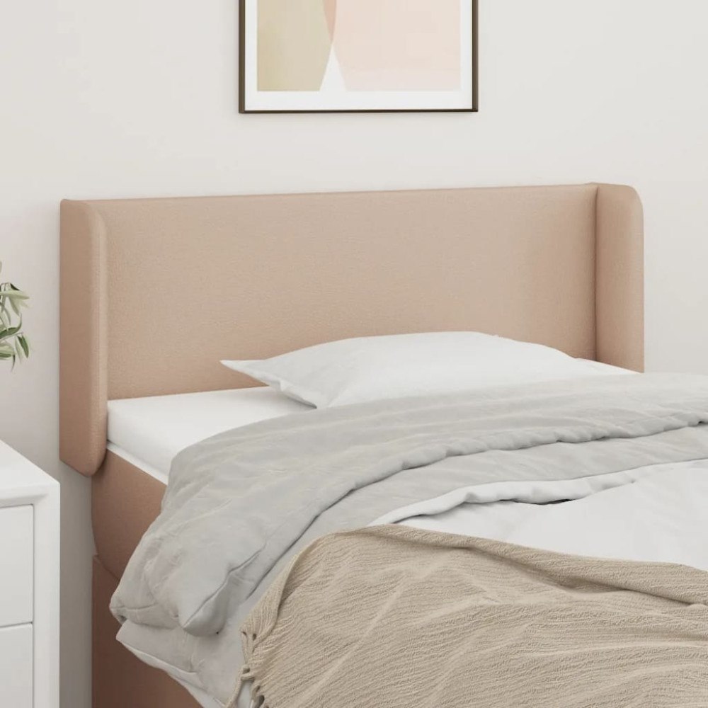 vidaXL Sänggavel med kanter cappuccino 83x16x78/88 cm konstläder