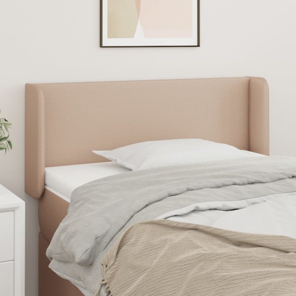 vidaXL Sänggavel med kanter cappuccino 103x16x78/88 cm konstläder