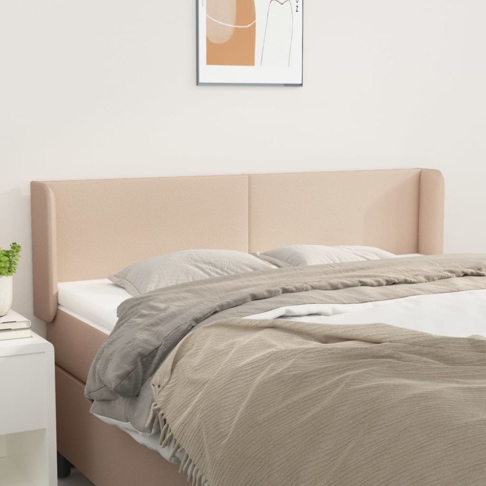 vidaXL Sänggavel med kanter cappuccino 147x16x78/88 cm konstläder