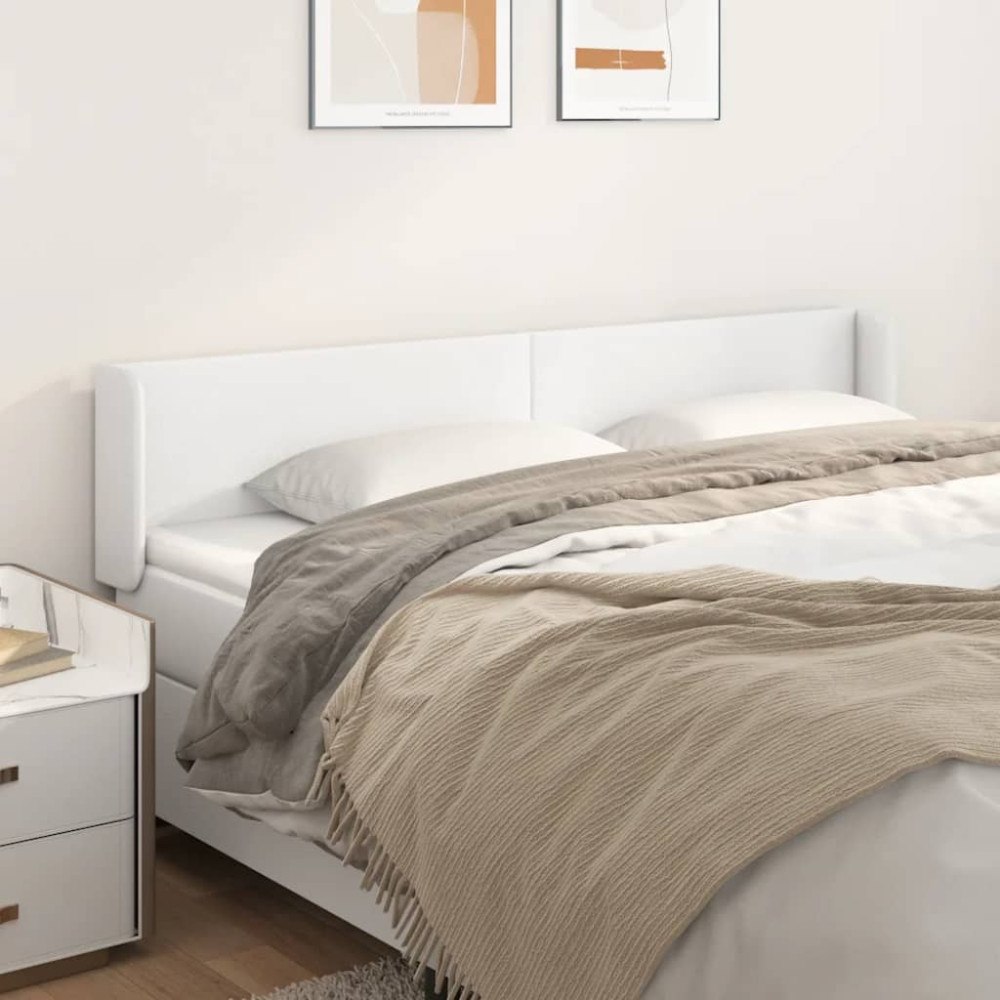 vidaXL Sänggavel med kanter vit 183x16x78/88 cm konstläder