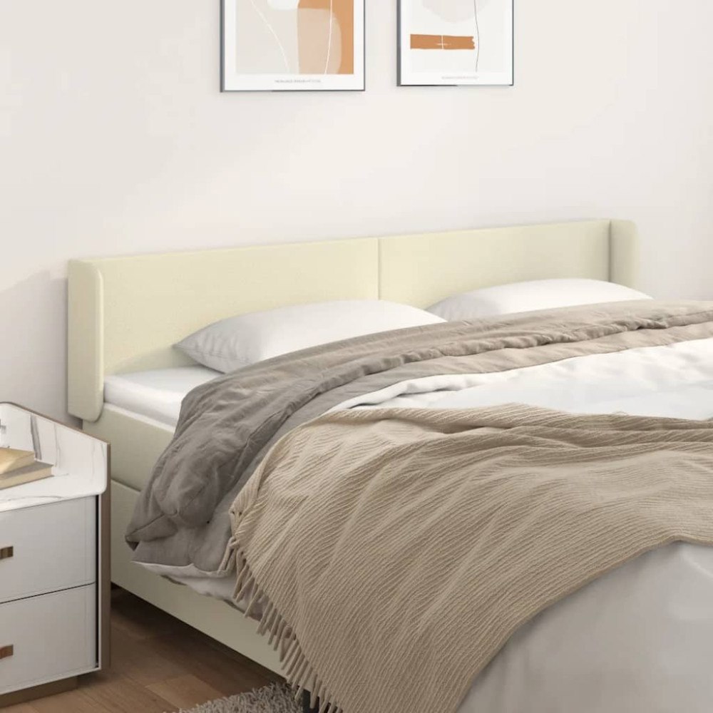 vidaXL Sänggavel med kanter gräddvit 203x16x78/88 cm konstläder