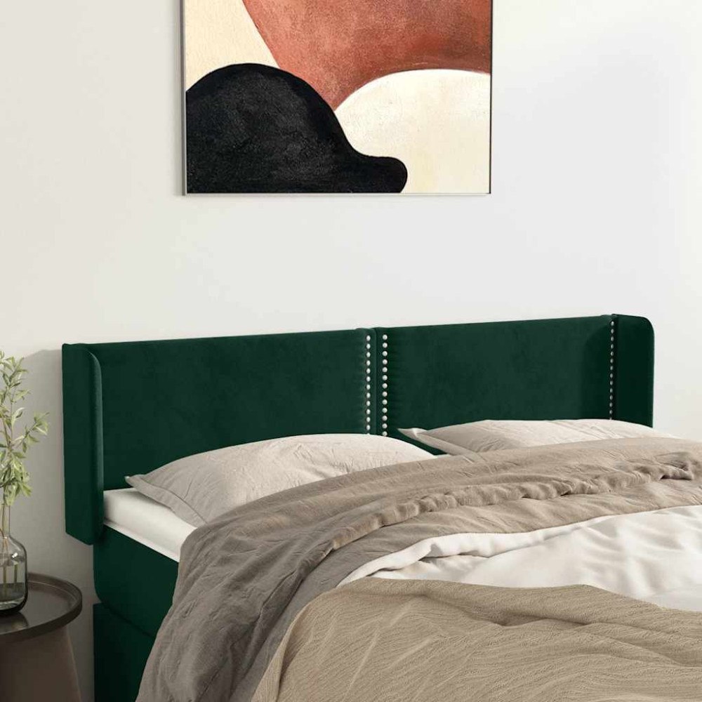 vidaXL Sänggavel med kanter mörkgrön 147x16x78/88 cm sammet