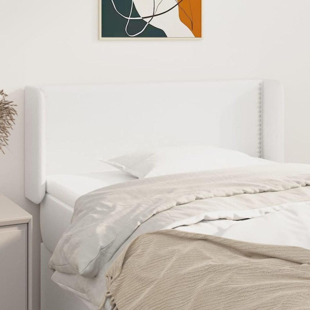 vidaXL Sänggavel med kanter vit 103x16x78/88 cm konstläder
