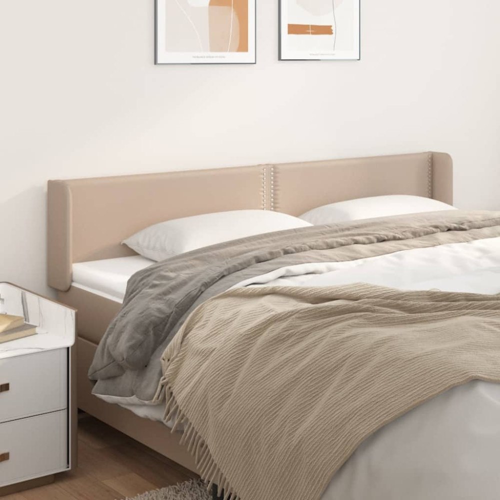 vidaXL Sänggavel med kanter cappuccino 183x16x78/88 cm konstläder