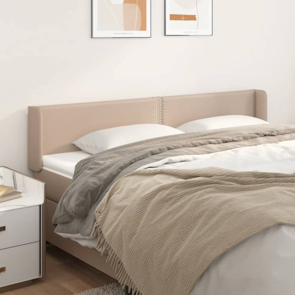vidaXL Sänggavel med kanter cappuccino 203x16x78/88 cm konstläder