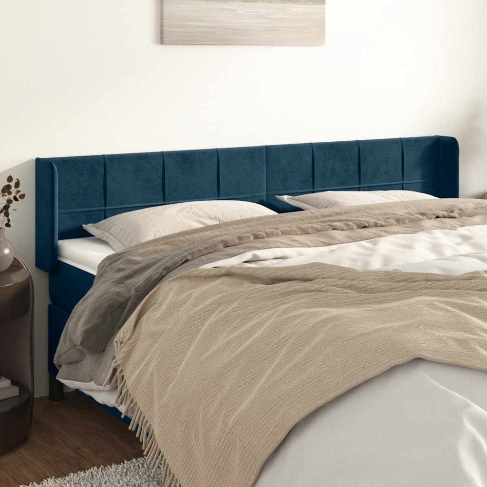 vidaXL Sänggavel med kanter mörkblå 183x16x78/88 cm sammet