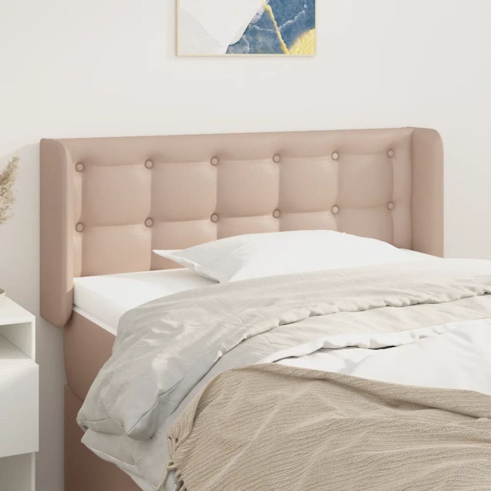 vidaXL Sänggavel med kanter cappuccino 83x16x78/88 cm konstläder